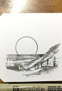 小清新风景纹身图案手稿