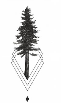 几何树纹身图案手稿