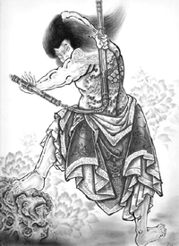 传统人物线稿_一组9张优秀的传统人物纹身手稿图案