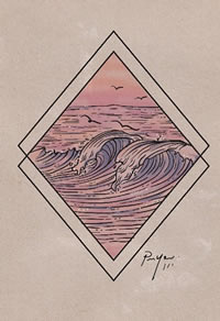 几何小清新线条海浪纹身图案手稿