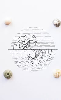 几何点刺小清新海浪纹身图案手稿