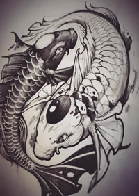 太极鱼纹身图案手稿