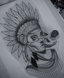 school 女郎纹身图案手稿