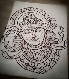 欧美school 佛纹身图案手稿