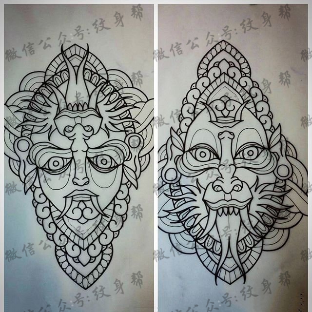 欧美school鬼怪纹身图案手稿