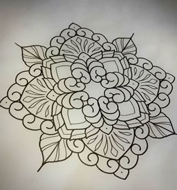 欧美梵花纹身图案手稿