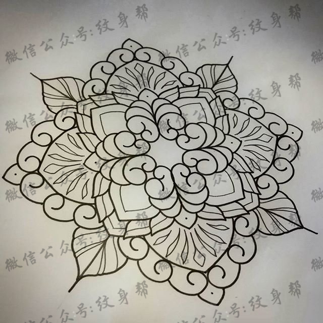 欧美梵花纹身图案手稿