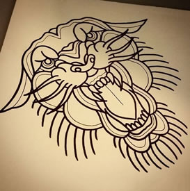 school 欧美老虎纹身图案手稿