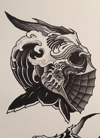 school 欧美海怪纹身图案手稿