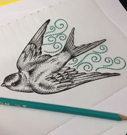 小清新鸟点刺纹身图案手稿