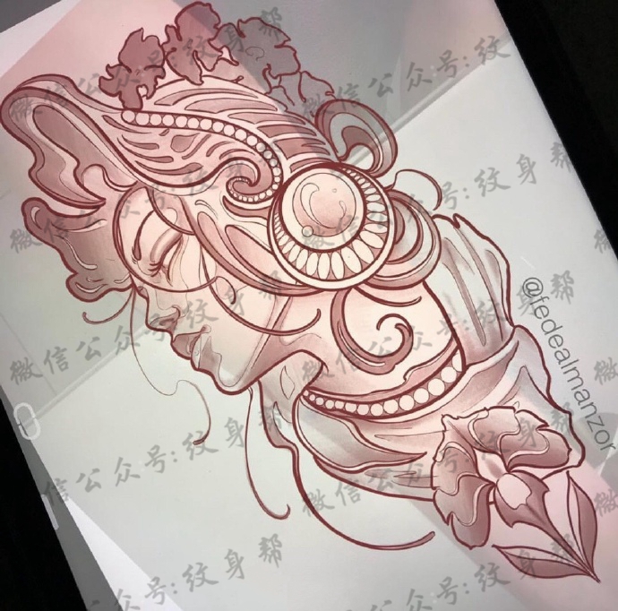 newschool包臂线稿_9张漂亮的newschool包臂手稿纹身图案