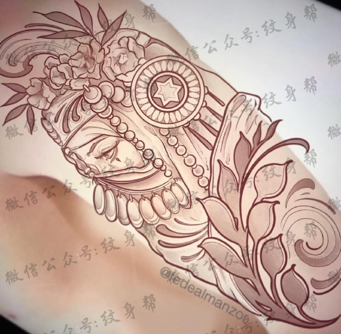 newschool包臂线稿_9张漂亮的newschool包臂手稿纹身图案