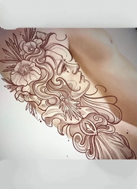 newschool包臂线稿_9张漂亮的newschool包臂手稿纹身图案