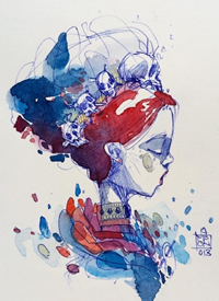 水彩插画手稿_一组23张精美水彩插画纹身手稿素材图案