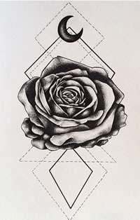 玫瑰几何纹身图案手稿