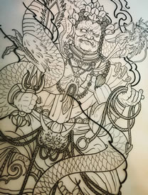 不动明王龙纹身图案手稿