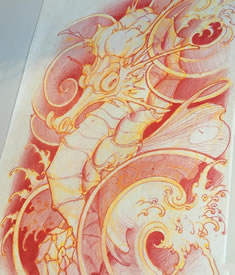 欧美海马纹身图案手稿