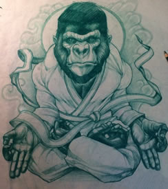 欧美school猩猩纹身图案手稿