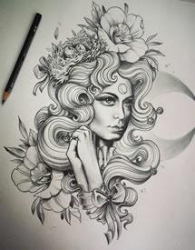 欧美鸟窝school女郎纹身图案