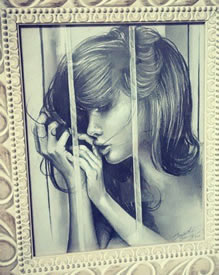 欧美黑灰肖像school纹身图案手稿