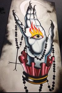 欧美school手佛珠纹身图案手稿