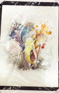 泼墨欧美大象纹身图案手稿