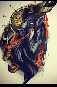 欧美school 羚羊纹身图案手稿