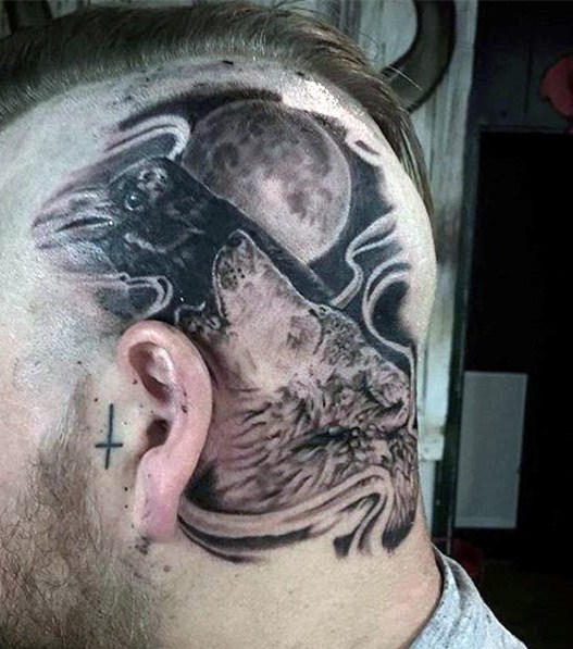 纹身图片男生霸气   霸气张扬的头部纹身图案