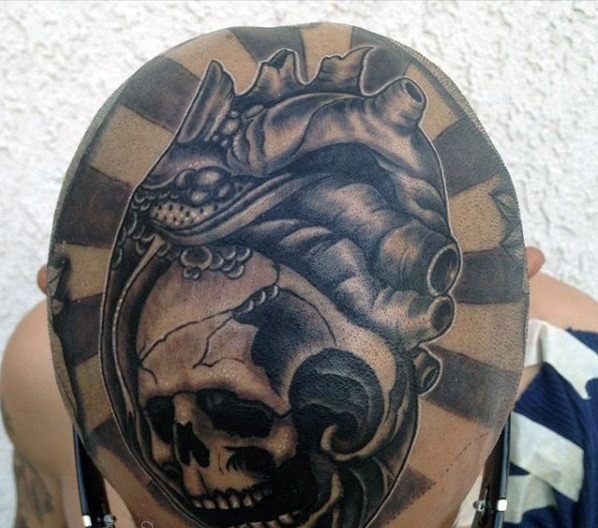 纹身图片男生霸气   霸气张扬的头部纹身图案