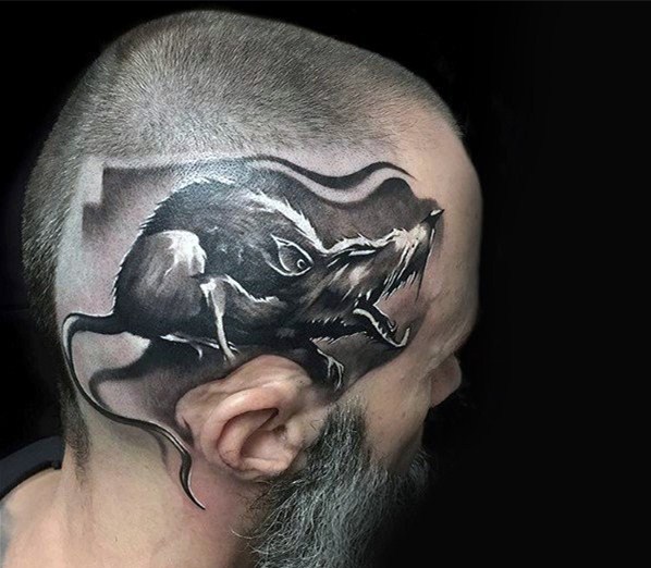 纹身图片男生霸气   霸气张扬的头部纹身图案