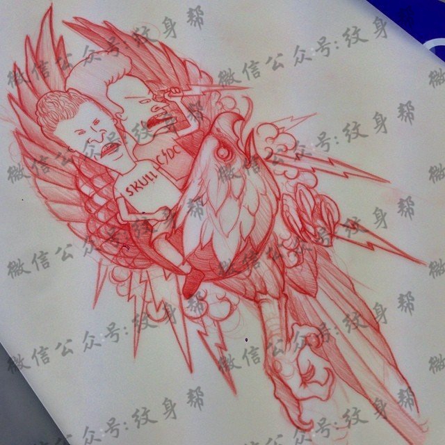 欧美印第安老鹰纹身图案手稿