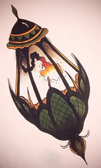 欧美school乌鸦狼头纹身图案手稿