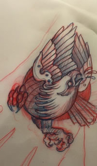 手背old school老鹰纹身图案手稿