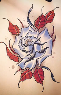 欧美玫瑰school纹身图案手稿