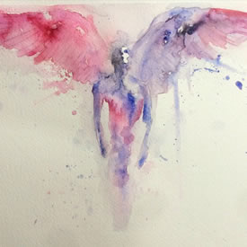 欧美泼墨天使纹身图案手稿