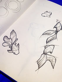 小清新金鱼纹身图案手稿