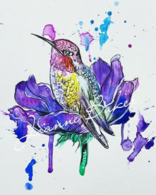 彩色泼墨鸟纹身图案手稿