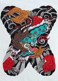 日式传统满背纹身手稿_12张传统日式大满背纹身手稿图案