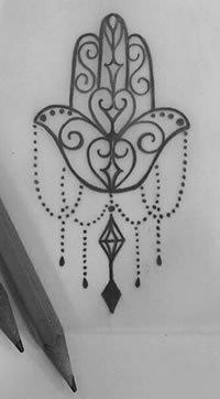 幸运之手挂坠纹身图案手稿