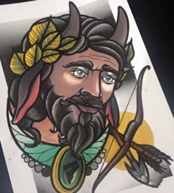 欧美school人像纹身图案手稿