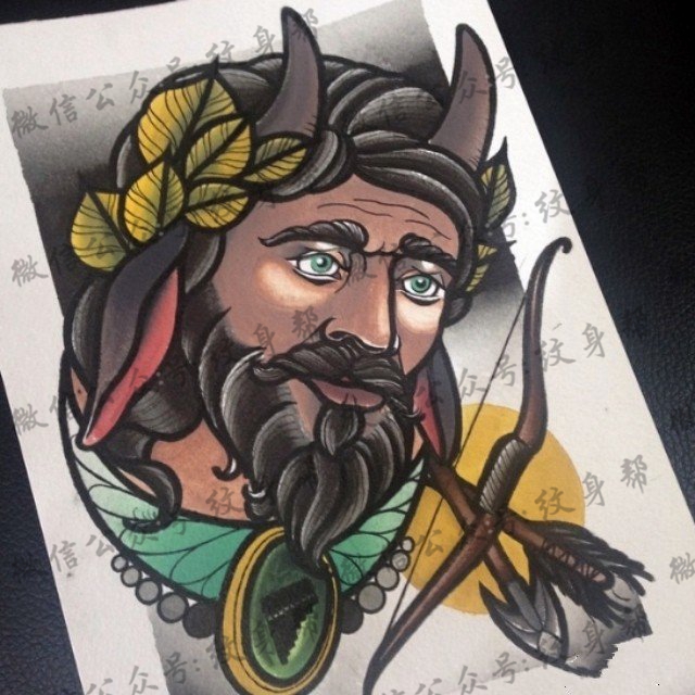 欧美school人像纹身图案手稿