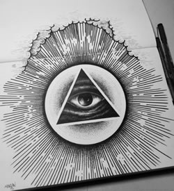 欧美线条点刺上帝之眼纹身图案手稿