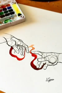 欧美手泼墨纹身图案手稿