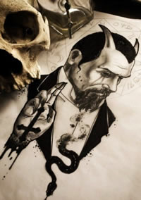 暗黑系欧美人物纹身图案手稿