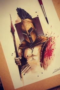 欧美斯巴达纹身图案手稿