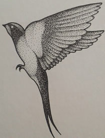 小清新点刺燕子纹身图案手稿