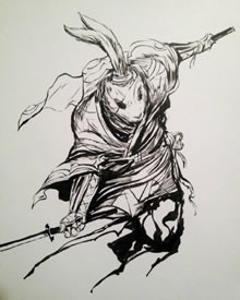 兔子忍者传统纹身图案手稿