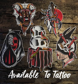 old school 死神羊头纹身图案手稿