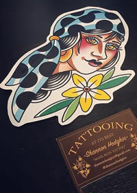 old school 女郎彩色纹身图案手稿