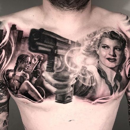 男性大花胸_42张优秀的男性大花胸纹身图案图片